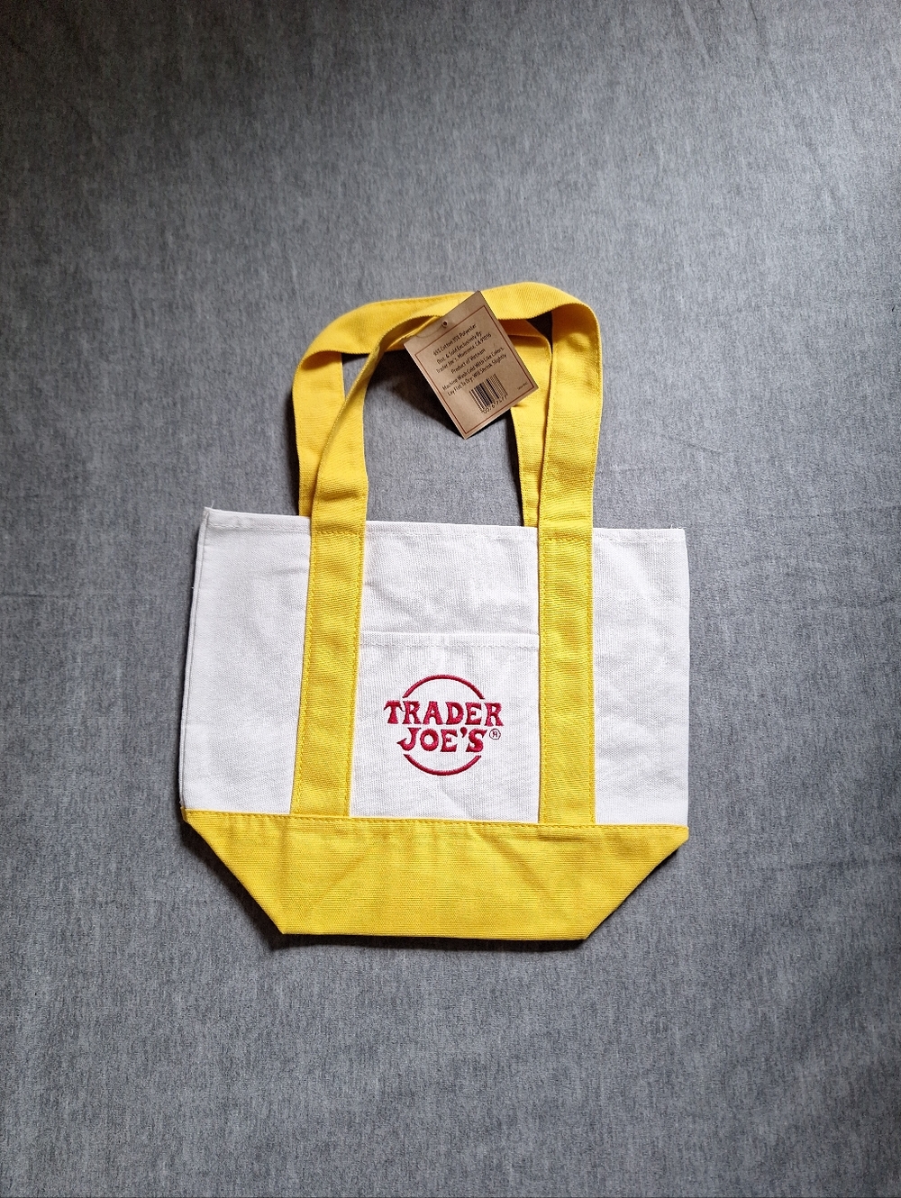 Trader Joe's Yellow & White Canvas Mini Tote